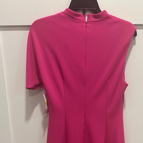Stylish draped one shoulder pink dress for work or play. - Picture 3 of 5